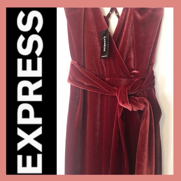 NWT Express Belted Velvet Jumpsuit - Picture 4 of 7